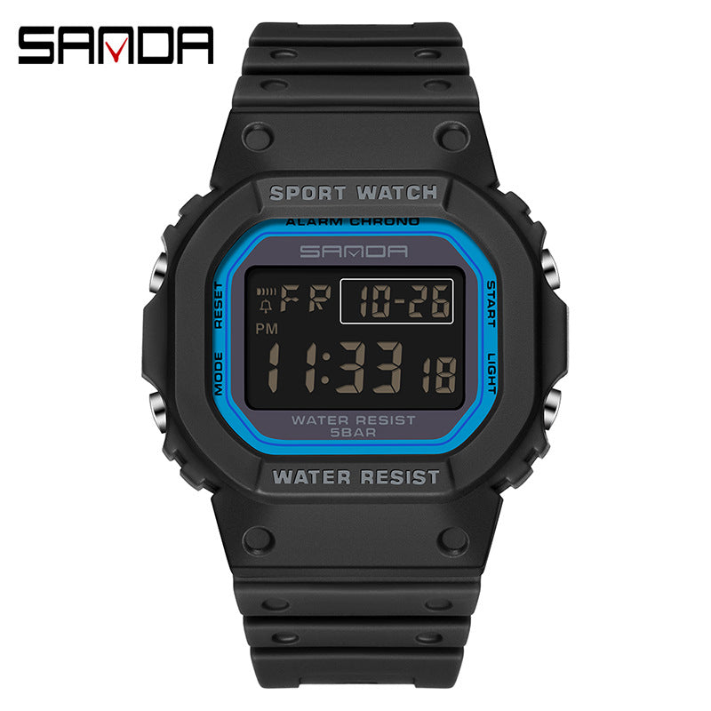 Sanda Square Digital Watch – Waterproof Luminous Outdoor Sports Student Watch