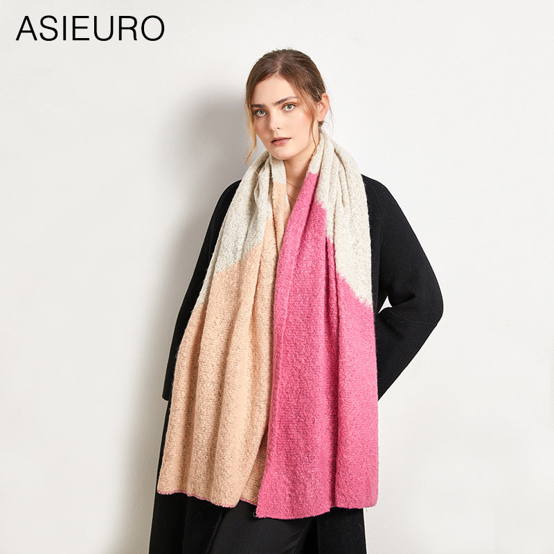 Minimalist Women’s Warm Nylon Scarf – Double-Sided Thick Neck Wrap for Fall & Winter