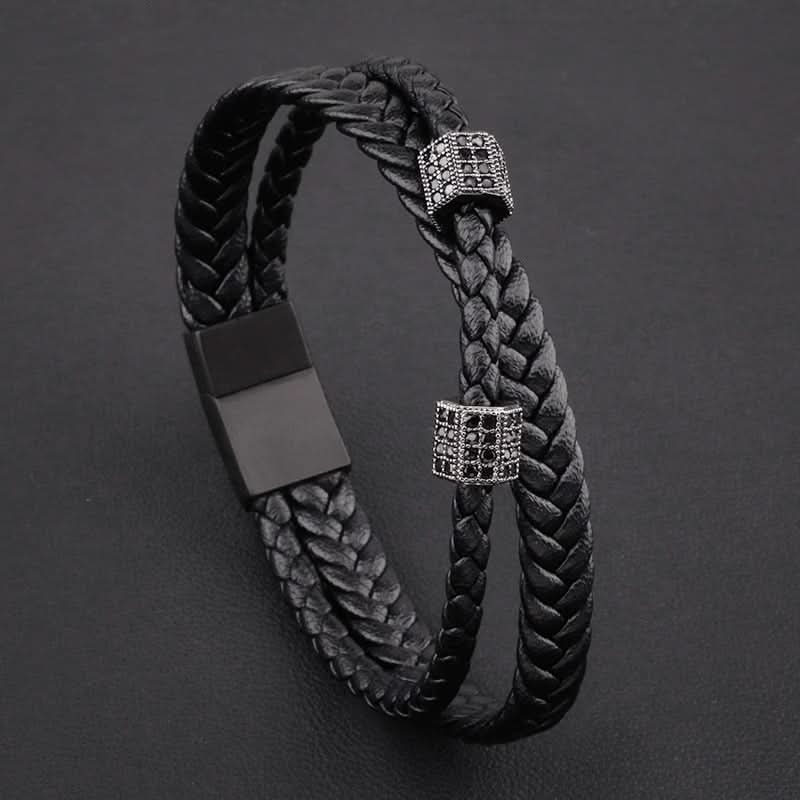Men’s Stylish Braided Leather Bracelet – Magnetic Clasp Wristband