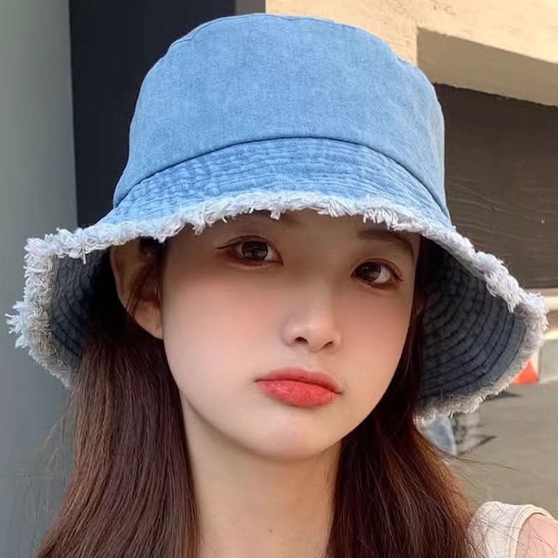 Women's Wide Brim Bucket Hat – Korean Style Hat for Summer
