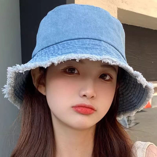 Women's Wide Brim Bucket Hat – Korean Style Hat for Summer