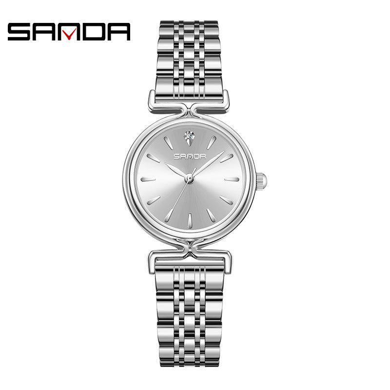 Sanda Women’s Retro Stainless Steel Quartz Watch – 30M Waterproof Casual Analog Watch