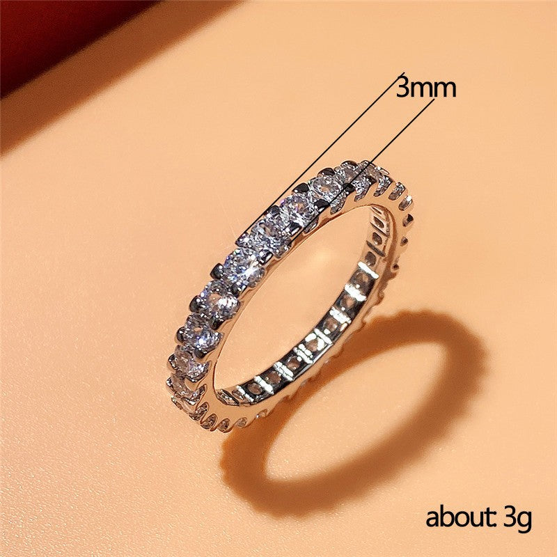 Luxury Zircon Cluster Ring for Women – Gold & Silver Micro-Set Copper Band Jewelry