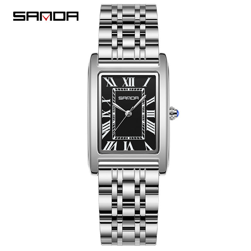 SANDA Retro Square Quartz Couple Watch – Waterproof Unisex Watch with Roman Dial