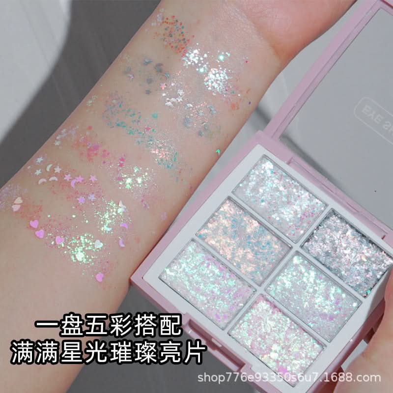 NOVO Glitter Eyeshadow Gel – Shimmering 6-Color Palette, High-Pigment Eye Makeup