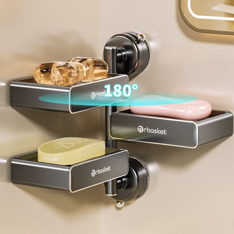 Punch-Free Rotating Suction Cup Soap Holder – 3-Layer Wall-Mounted Drain Rack