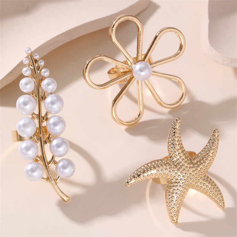 Rose Gold Statement Ring for Women – Irregular Korean Style Resin Jewelry