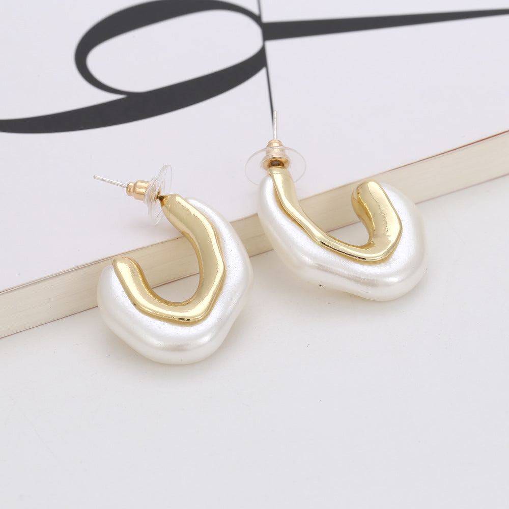 Modern Chic Marbled Resin Hoop Earrings – Trendy Geometric Earrings for Women