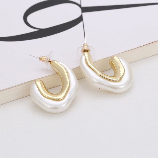 Modern Chic Marbled Resin Hoop Earrings – Trendy Geometric Earrings for Women