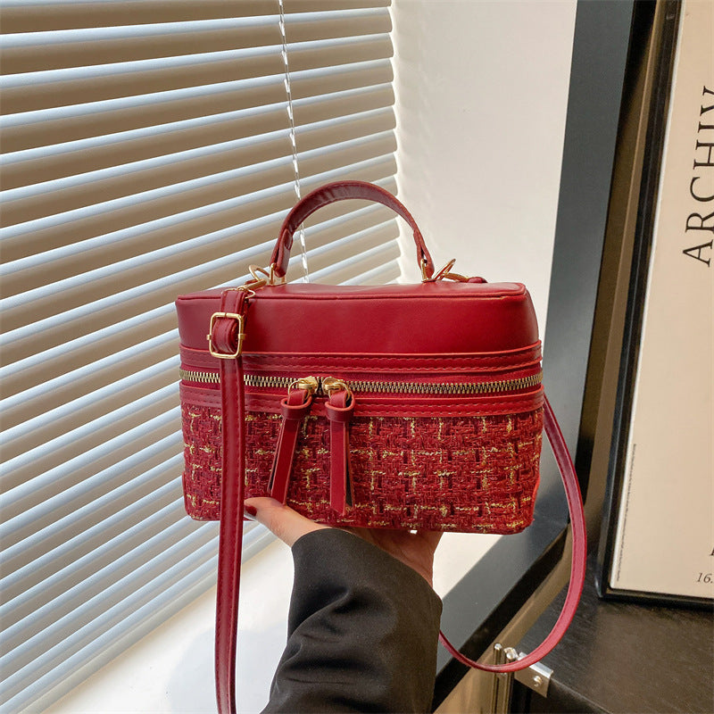Classic Small PU Box Handbag – Casual Plaid Shoulder Crossbody Bag for Women