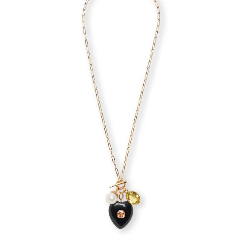 Colorful Star & Heart Pendant Necklace – Retro Copper Chain Jewelry for Women
