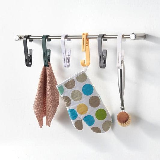 Pack of 6 Modern Rotating Clip Hooks for Bathroom & Balcony