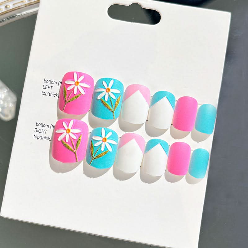 Wearable Embossed Short Bride Nail Art – Finished 3D False Nail Stickers