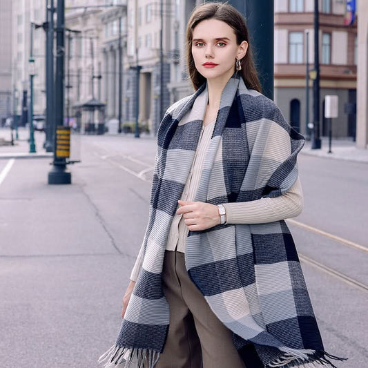 Korean Plaid Imitation Cashmere Winter Scarf