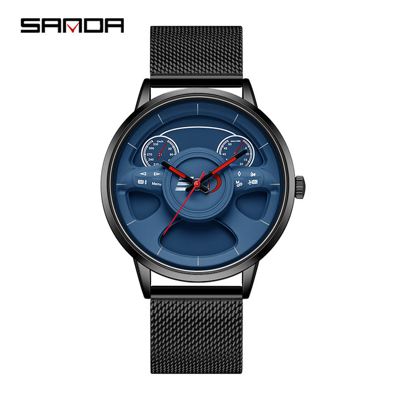 SANDA Men’s Mesh Strap Quartz Watch – Waterproof Casual Wristwatch for Trendy Youth
