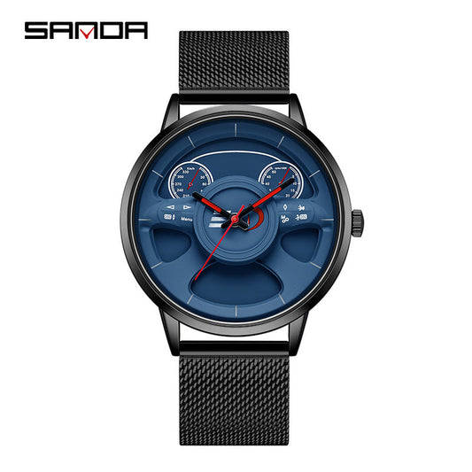 SANDA Men’s Mesh Strap Quartz Watch – Waterproof Casual Wristwatch for Trendy Youth