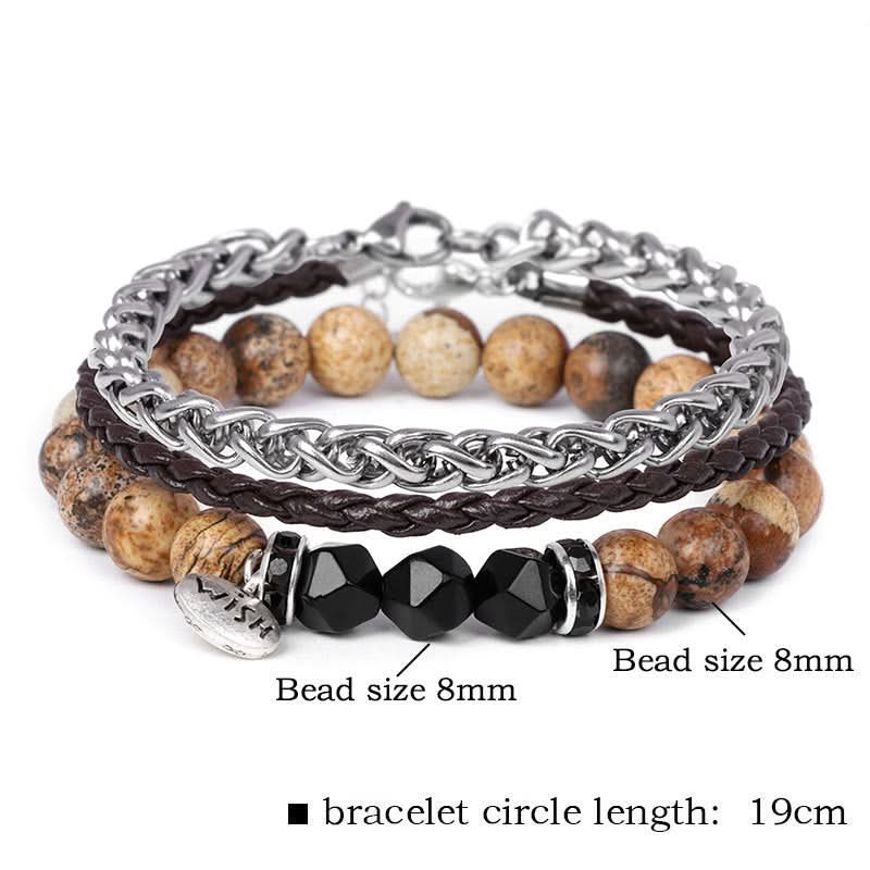Men’s Retro 3-Piece Bracelet Set – Stylish Layered Design