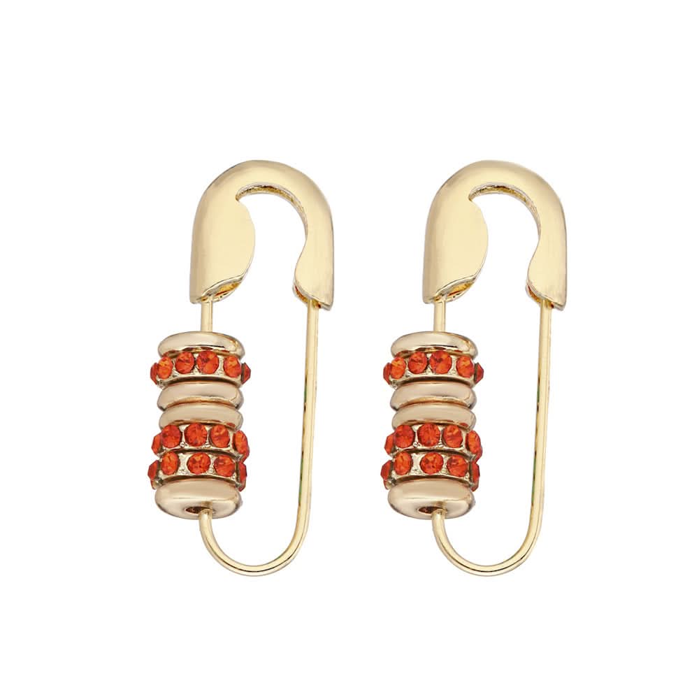 Safety Pin Earrings with Sparkling Stones