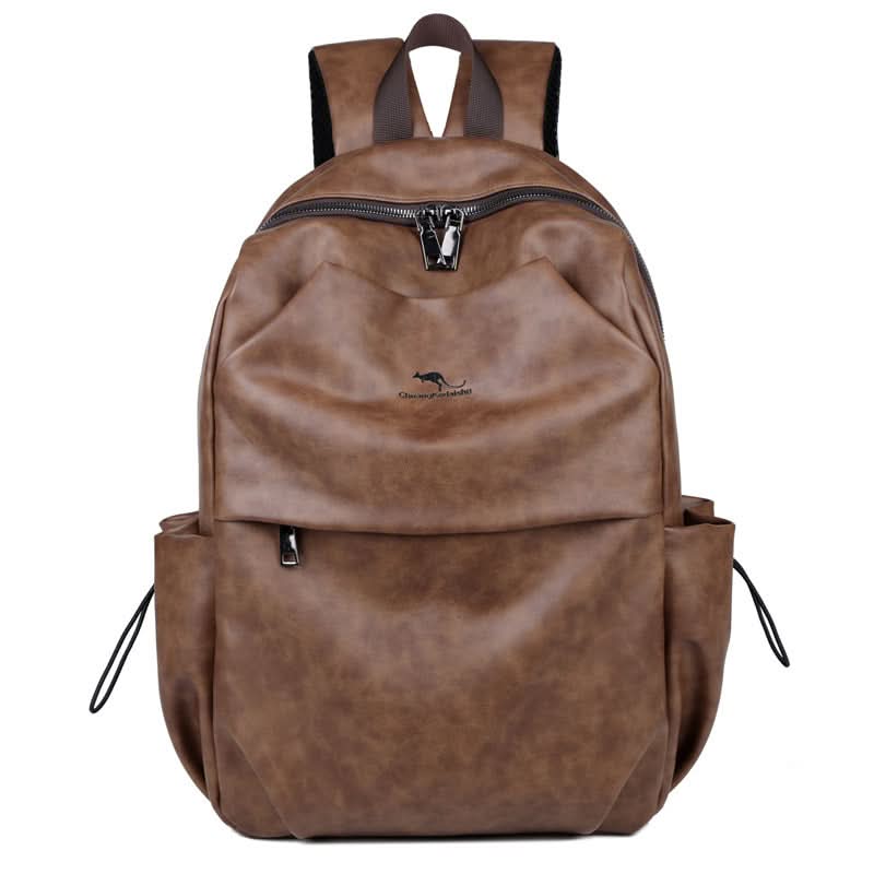Men's PU Leather Campus Backpack – Travel & Laptop Bag, Retro Style
