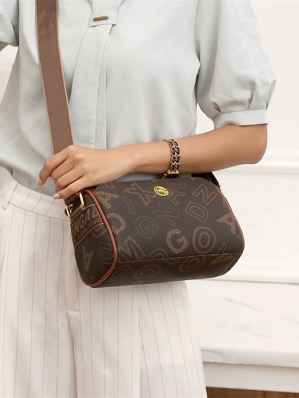 Women's Trendy Plaid Texture Boston Bag With Zipper Closure