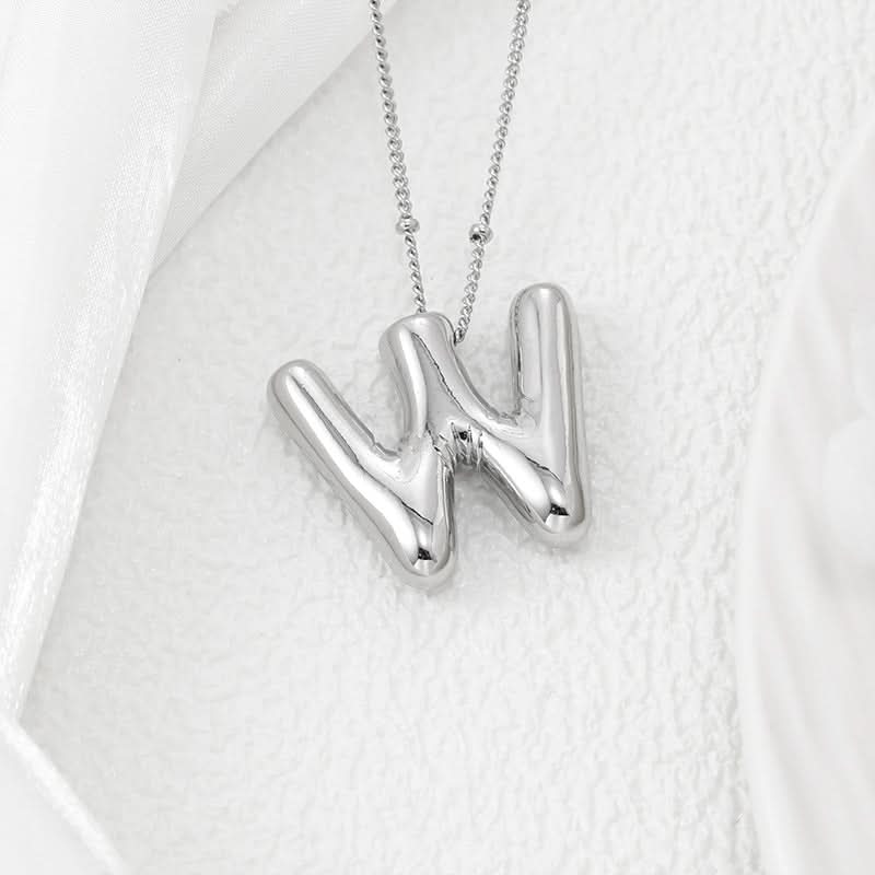 Silver-Plated Alphabet Pendant Necklace – Hip-Hop Style