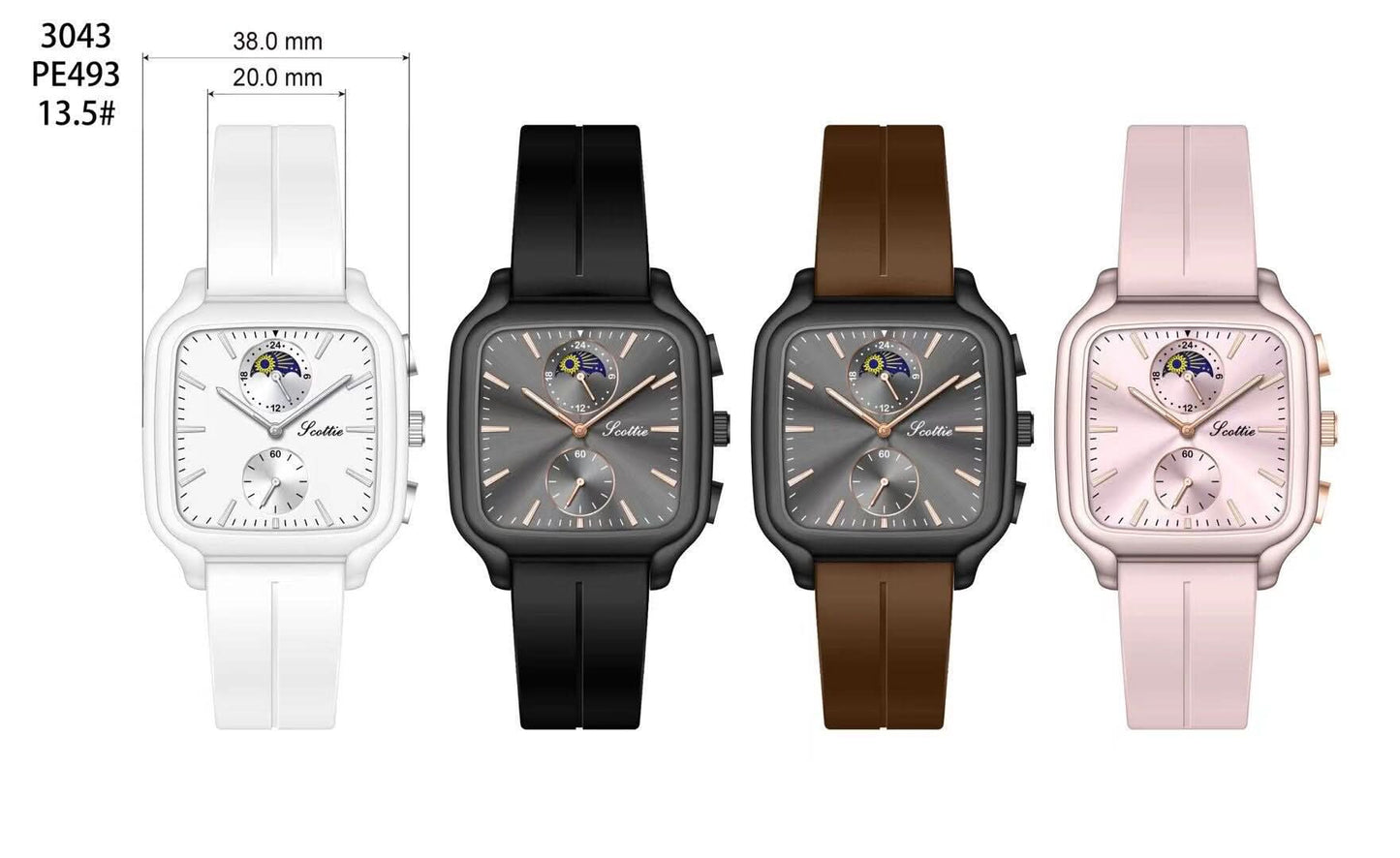 Shigaodi square silicone watch women's watch fashion trend high-end leisure sports Korean version ladies student watch