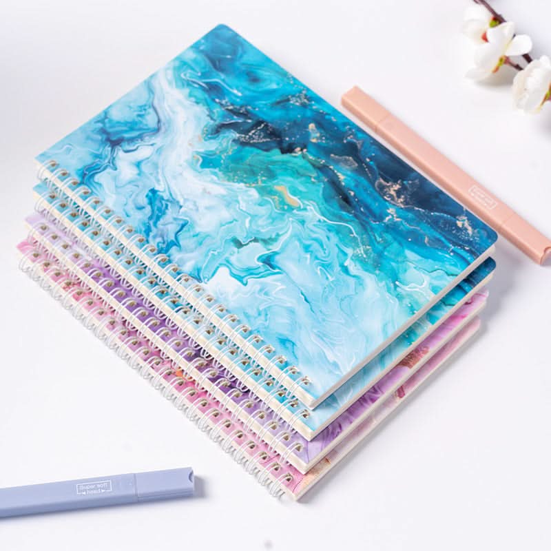 Marble Pattern Coil Notebooks - Pack of 4