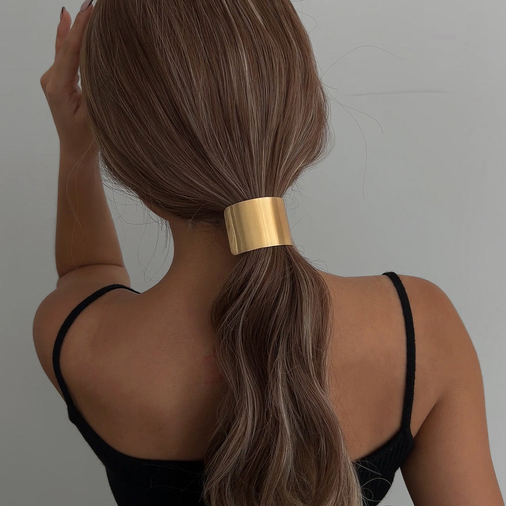 Sleek Metal Hair Cuff Rope – Minimal Chic Ponytail Holder for Women