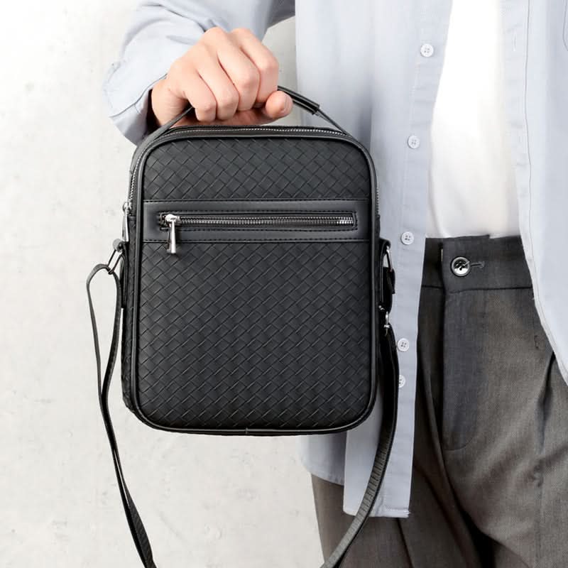 Men’s Woven Plaid Oxford Shoulder Bag – Trendy Business Messenger Backpack