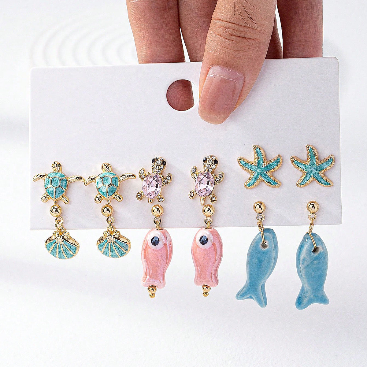 Marine Life Earrings Combo Set – 6 Pairs Holiday Style Jewelry