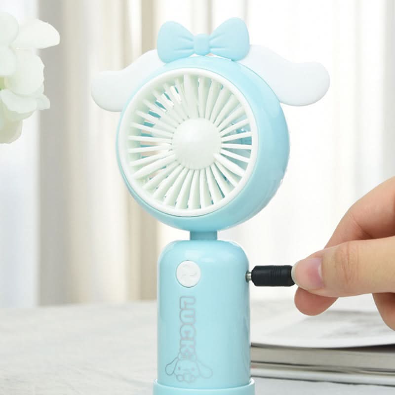 Portable Cartoon Handheld Fan – USB Rechargeable, Detachable Base