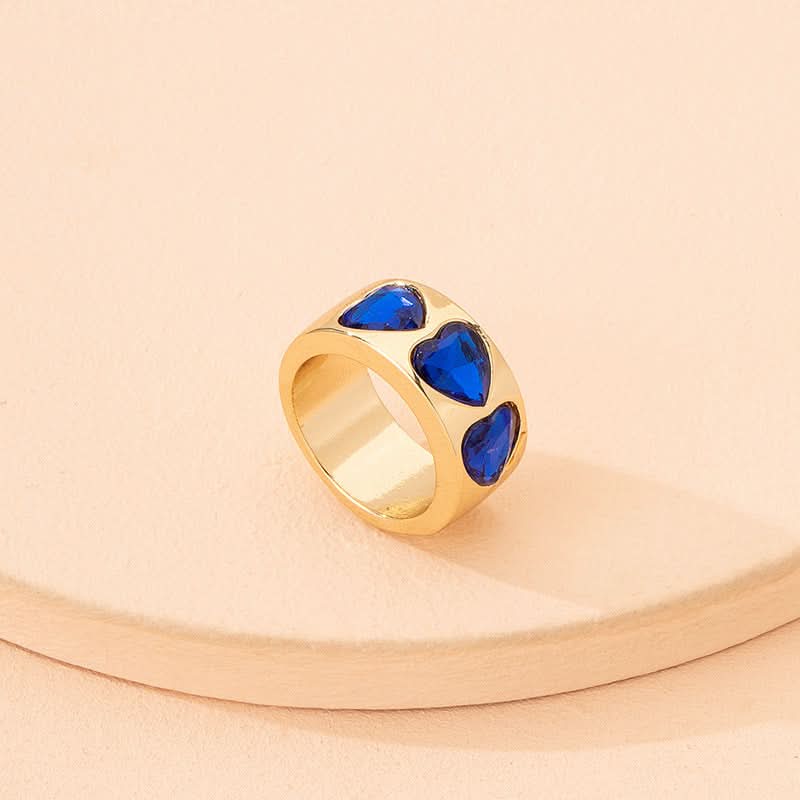 Heart-Shaped Minimalist Blue Alloy Ring