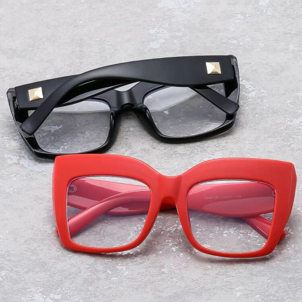 Women's Colorful Cat-Eye Square Glasses – Oversized Anti-Blue Light Frames