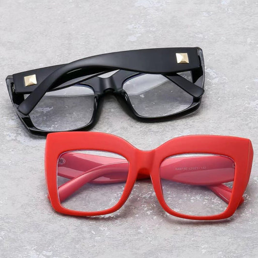 Women's Colorful Cat-Eye Square Glasses – Oversized Anti-Blue Light Frames