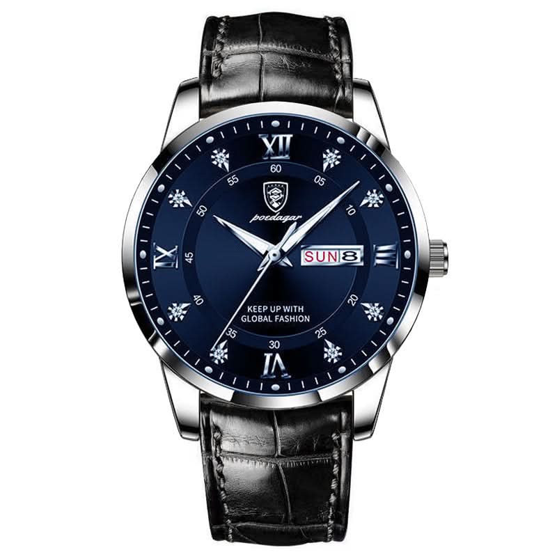 Men’s Waterproof Leather Strap Quartz Watch
