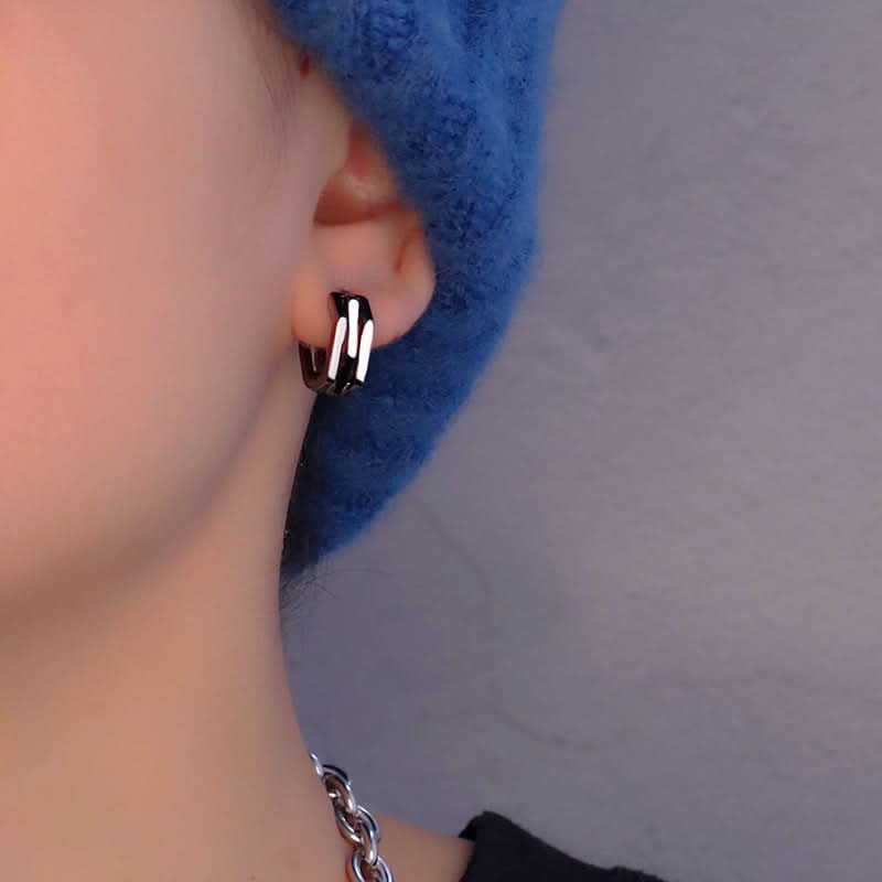 Geometric Staggered Men's Earrings, Korean Style