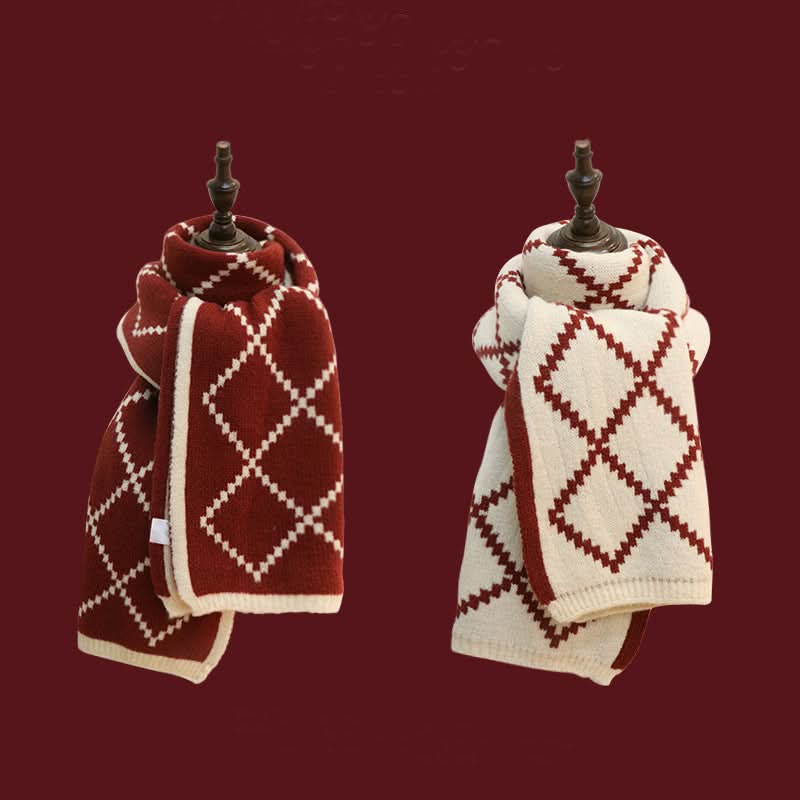 Reversible Korean Knitted Wool Scarf for Women - Warm Winter