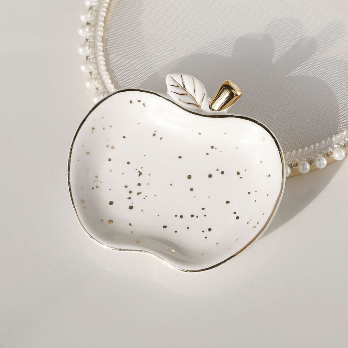 Pink Apple-Shaped Ceramic Tray - Jewelry & Storage Tray (Set of 2 pcs.)