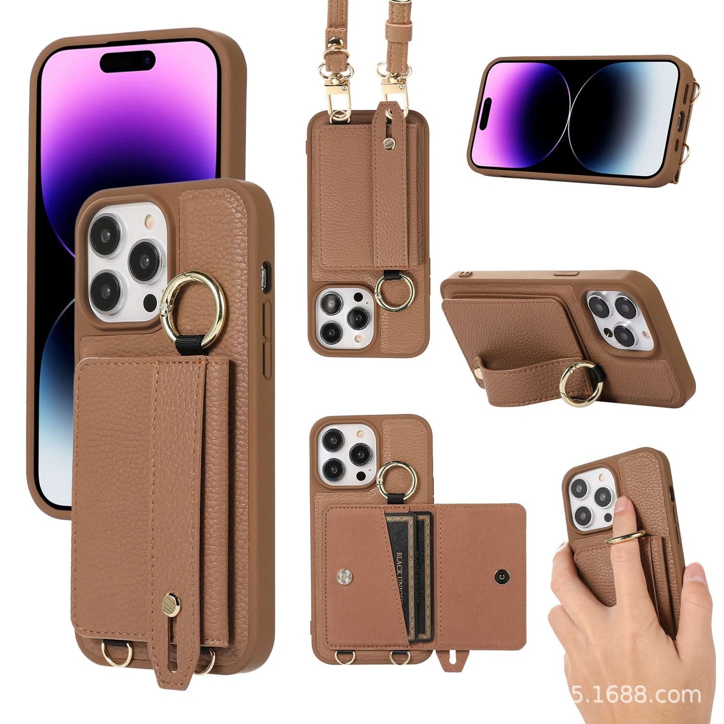 Leather Phone Case with Card Holder for iPhone