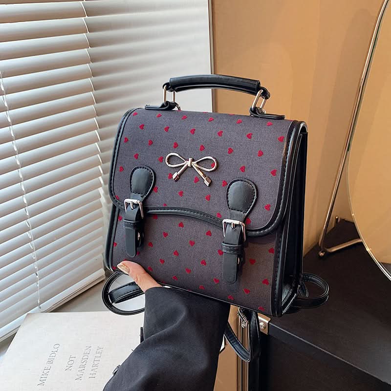 Women’s Polka Dot Bow Mini Backpack – Leather Messenger Bag