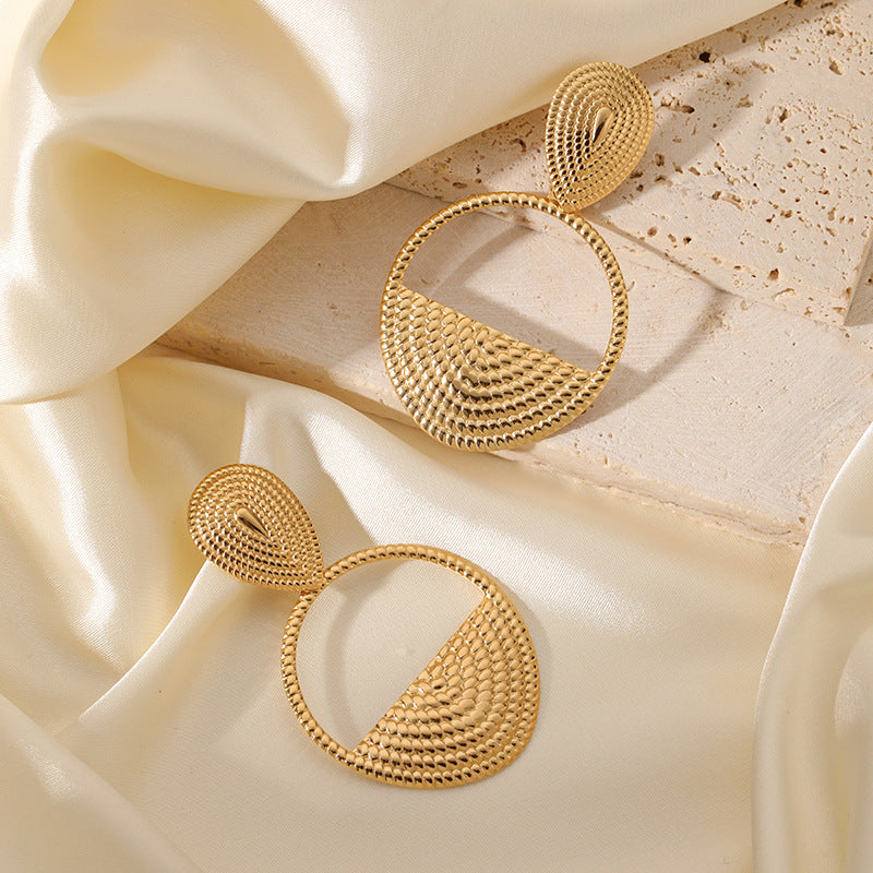 Gold Geometric Ring Earrings – Stainless Steel Trendy Jewelry for Women