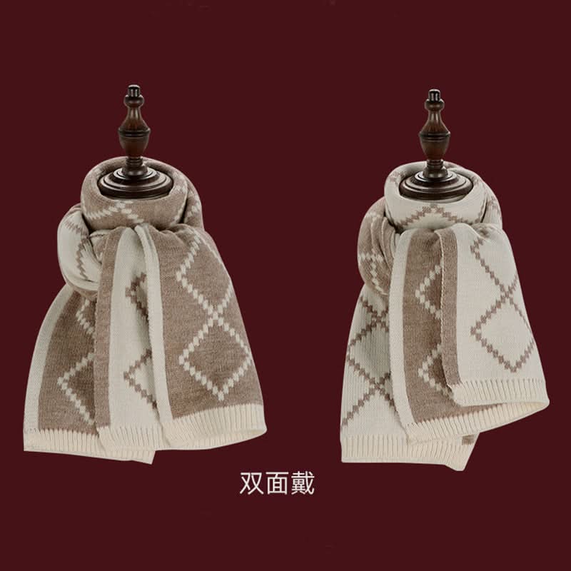 Reversible Korean Knitted Wool Scarf for Women - Warm Winter