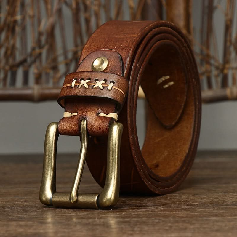 Men’s Vintage Leather Belt – Street Style for Jeans