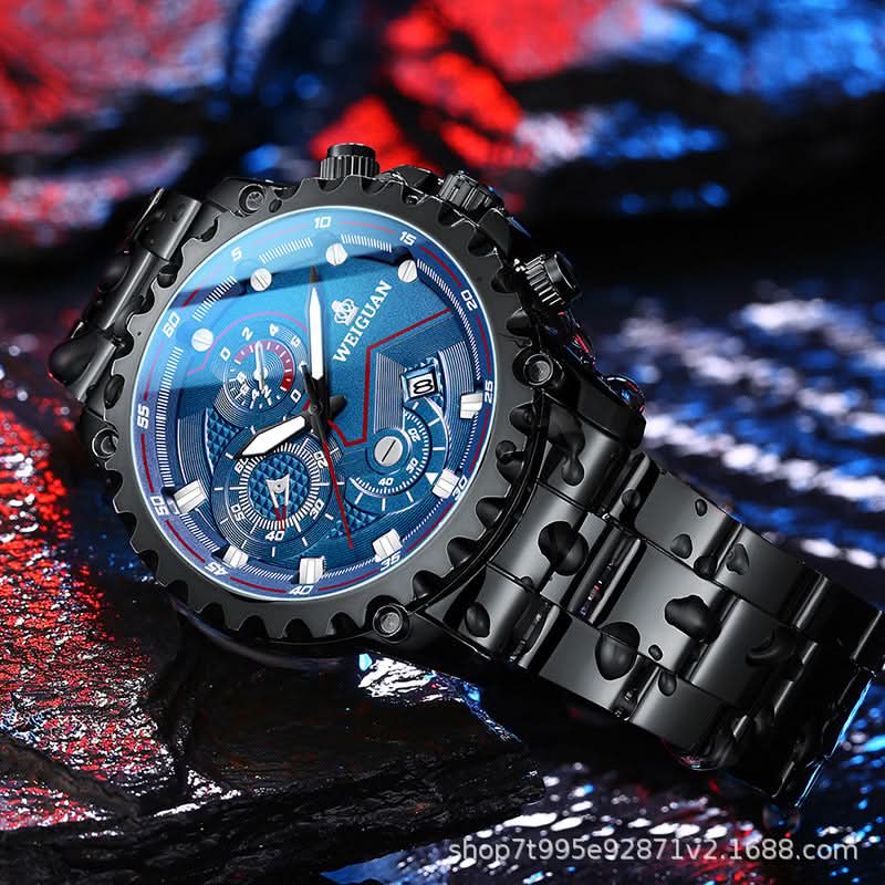 Black Warrior Men’s Classic Watch – Waterproof, Luminous, Calendar Display