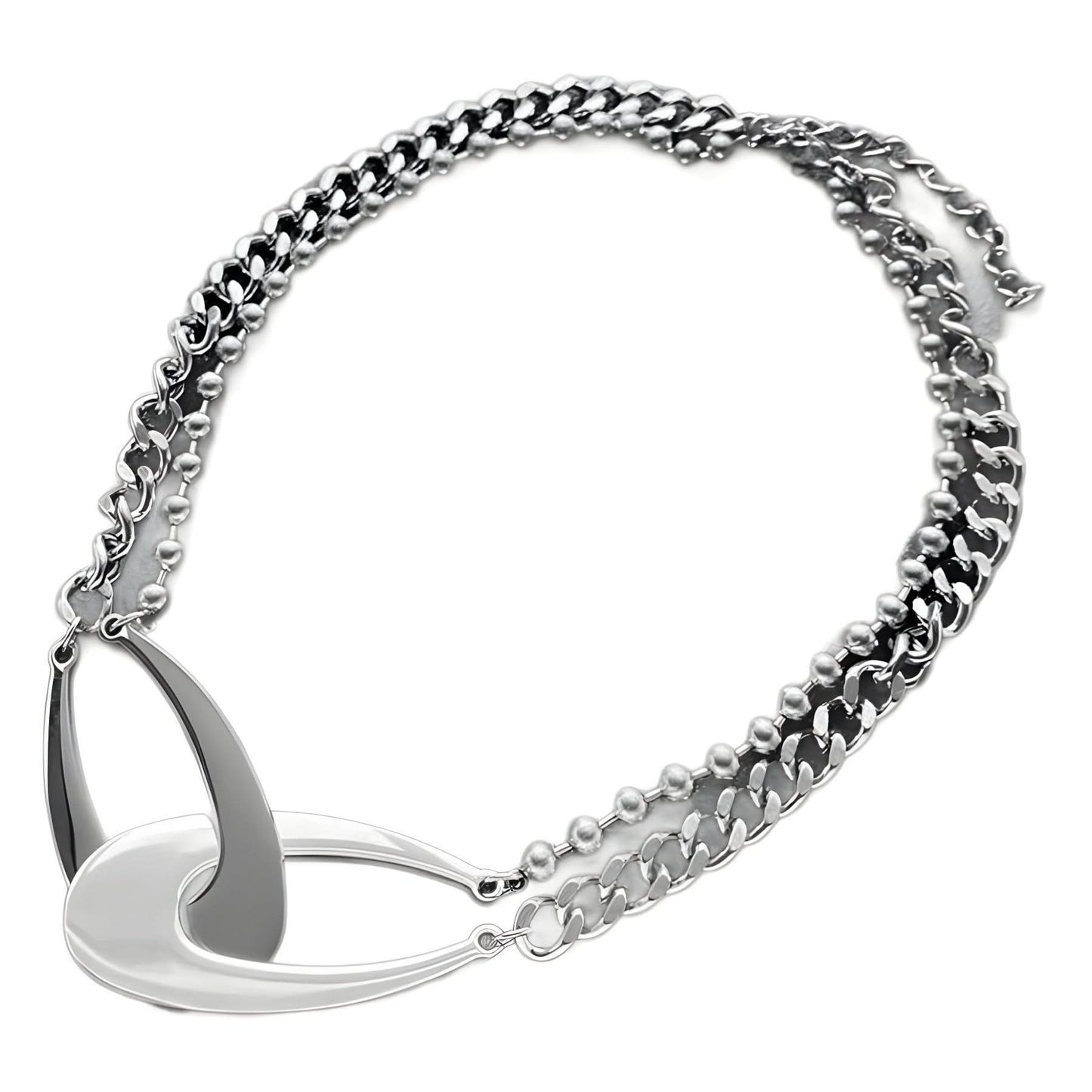 Silver Asymmetrical U-Shape Metal Clavicle Necklace