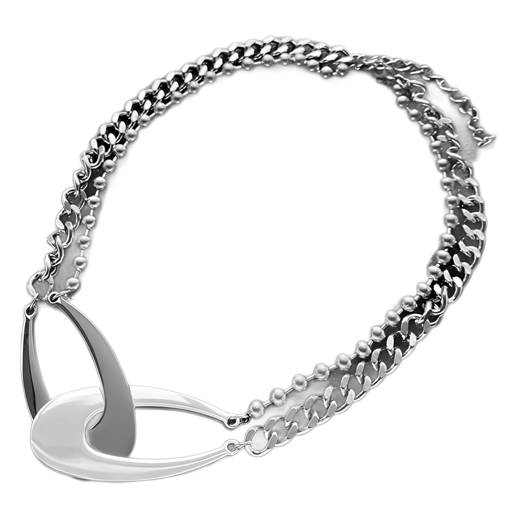 Silver Asymmetrical U-Shape Metal Clavicle Necklace