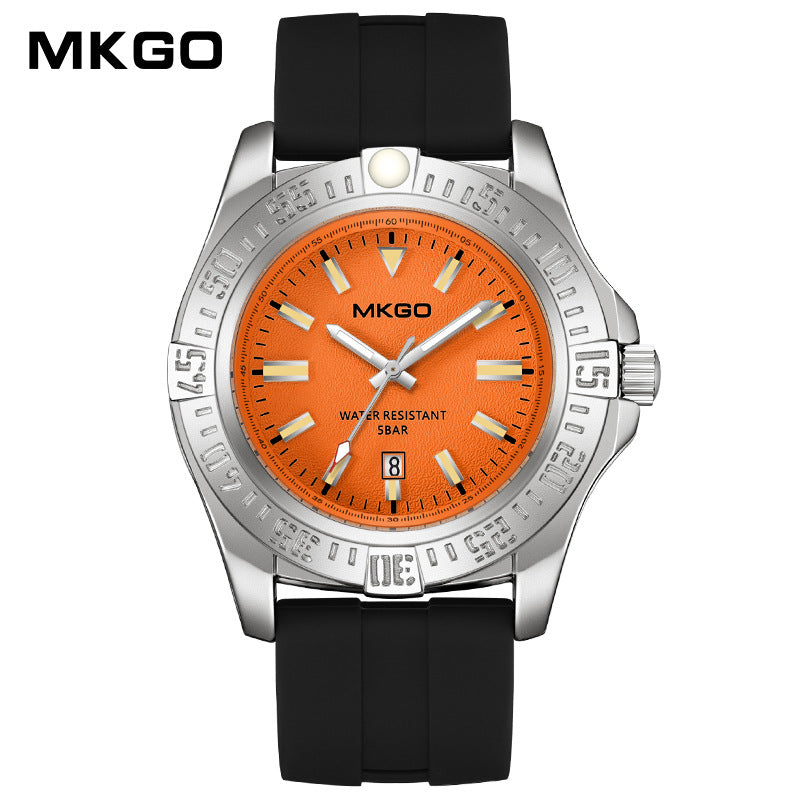 MKGO Men’s Quartz Watch with Calendar – Waterproof Silicone Strap Sport Timepiece