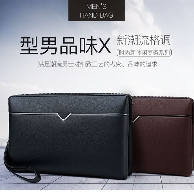 Men’s PU Leather Zipper Long Wallet – Business Travel Clutch