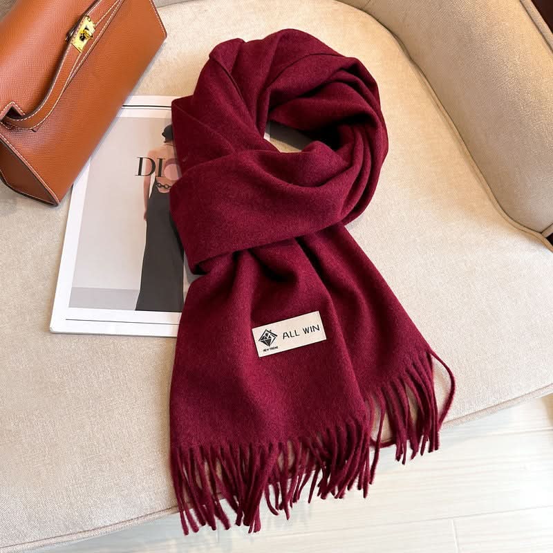 Solid Color Wool Blend Scarf for Women