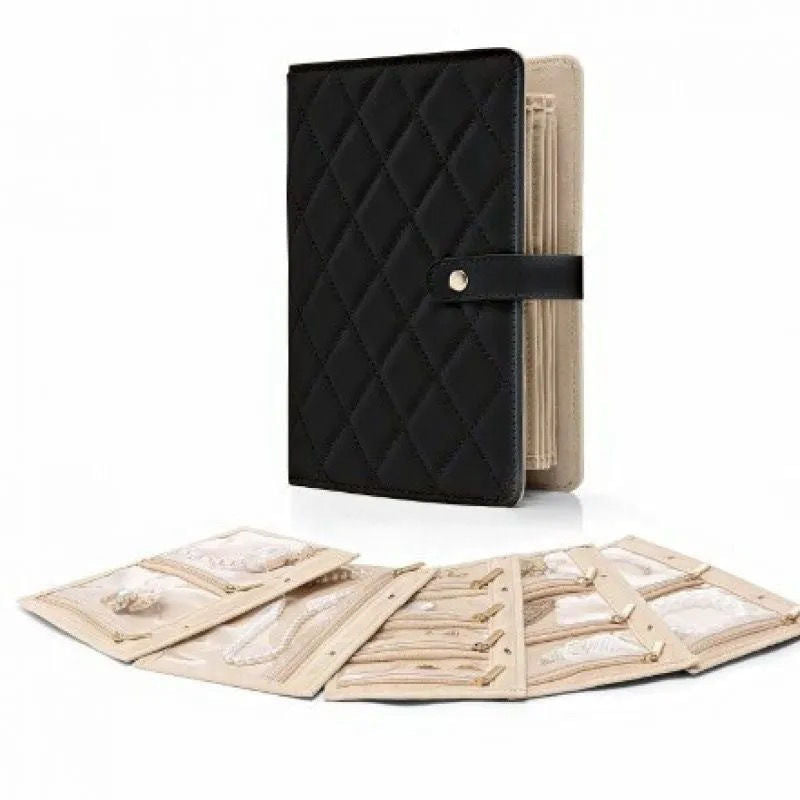 Anti-Oxidation Jewelry Travel Organizer Book – Velvet Clutch Case with 5 Pouch Pages